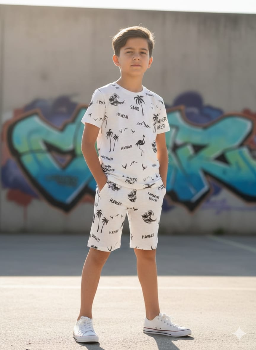 Summer Vibes Oatmeal Nicker Suit Boys ( R-126 ) Factory