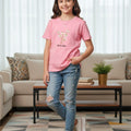 Good Vibes Embroidery Baby Pink T-Shirt Girls ( R-390 )