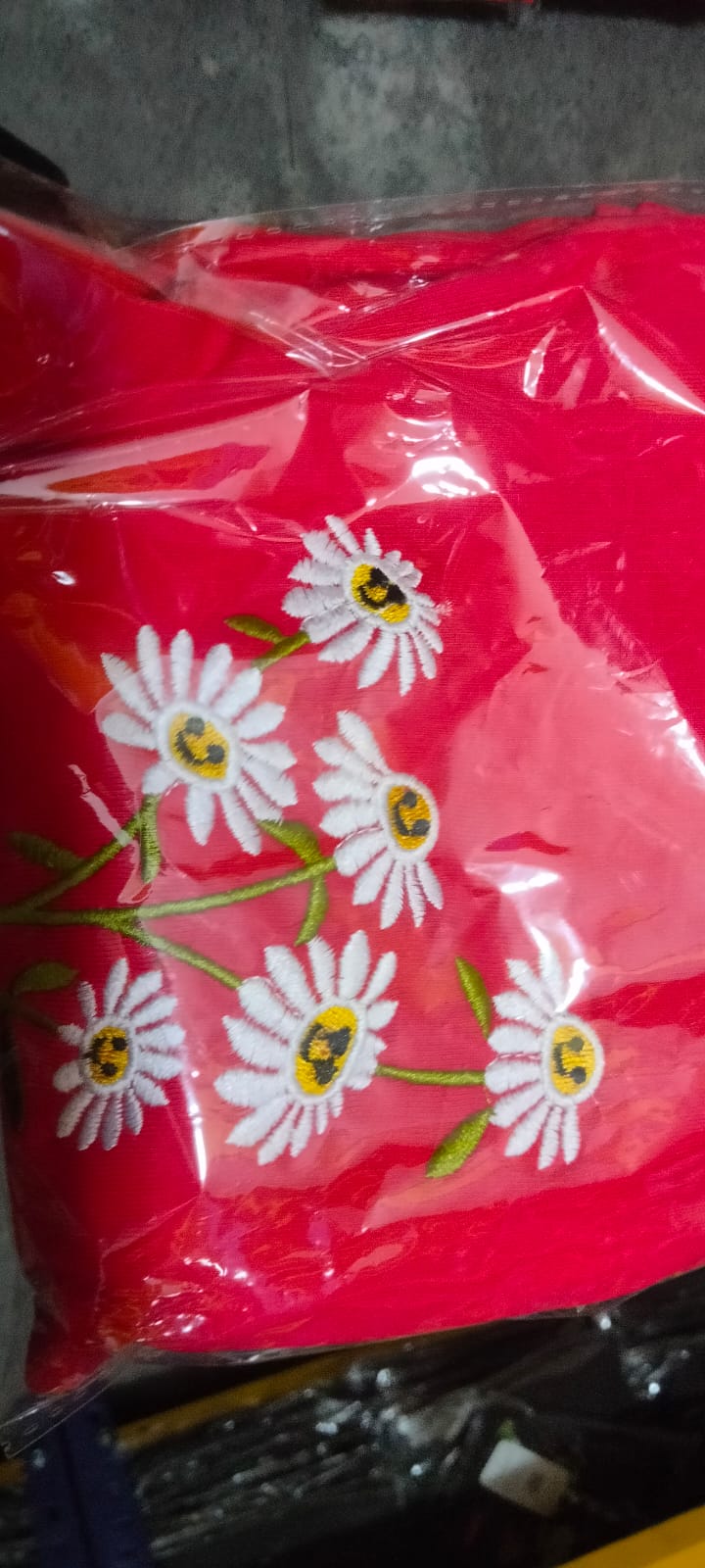 Good Vibes Embroidery Red T-Shirt Girls