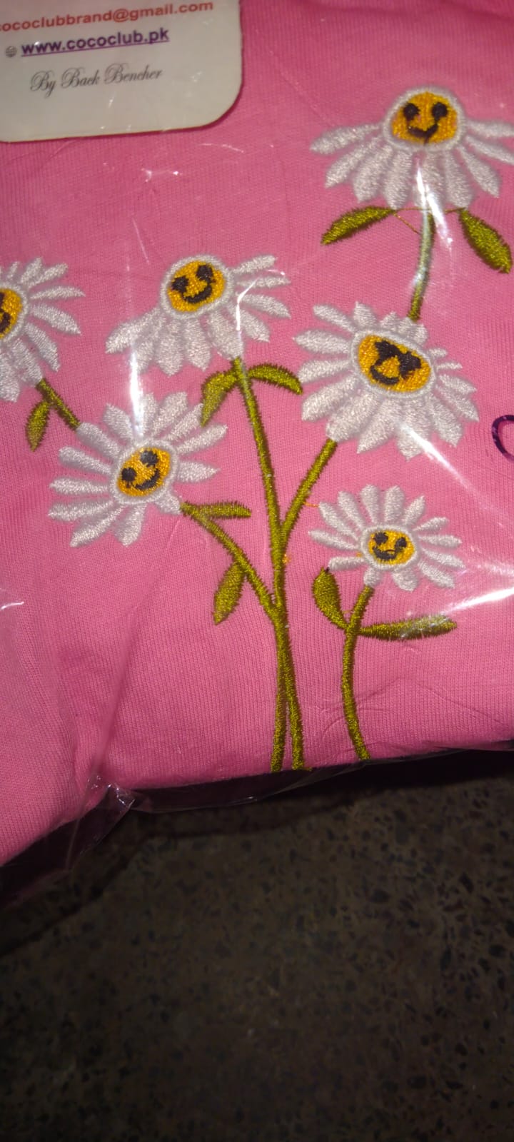 Good Vibes Embroidery Baby Pink T-Shirt Girls