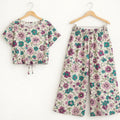 Green Mahroon Flower Half Sleeve Cream Skate Fish Girls ( R-433 )
