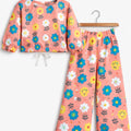 Sun Flower All Over Print Full Sleeve Peach Skate Fish Girls ( R-385 )