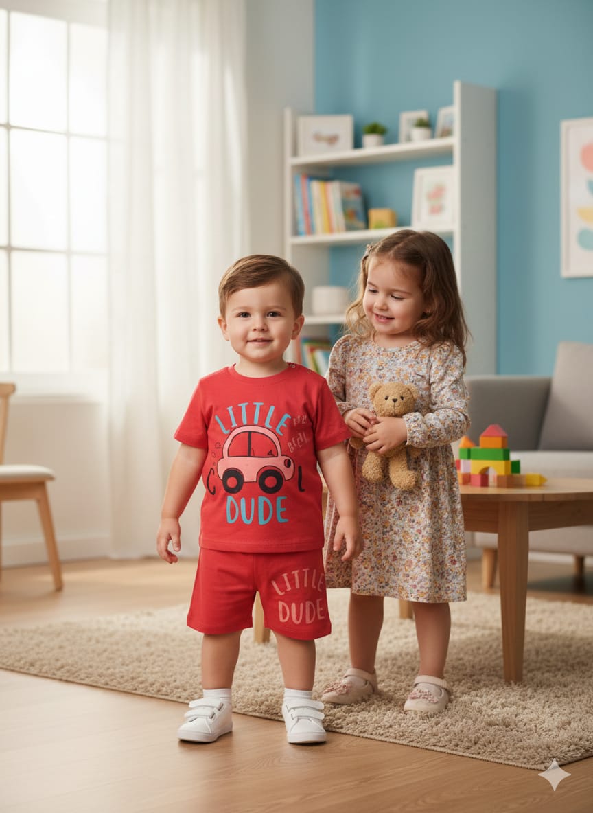 Little Dude Red Nicker Suit New Born