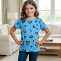 Heart All Over Print Sky T-Shirt Girls (R-495)
