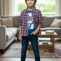 Spiderman Blue Inner Multi Blue Check D/Casual Shirt(R  328N)
