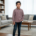 Two Side Pocket Full Sleeve Maroon Check Casual Shirt Boys( R-511 N )