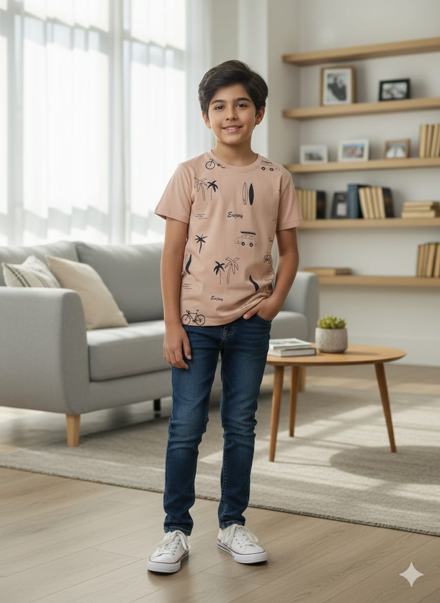 Enjoy Brown T-Shirt Boys