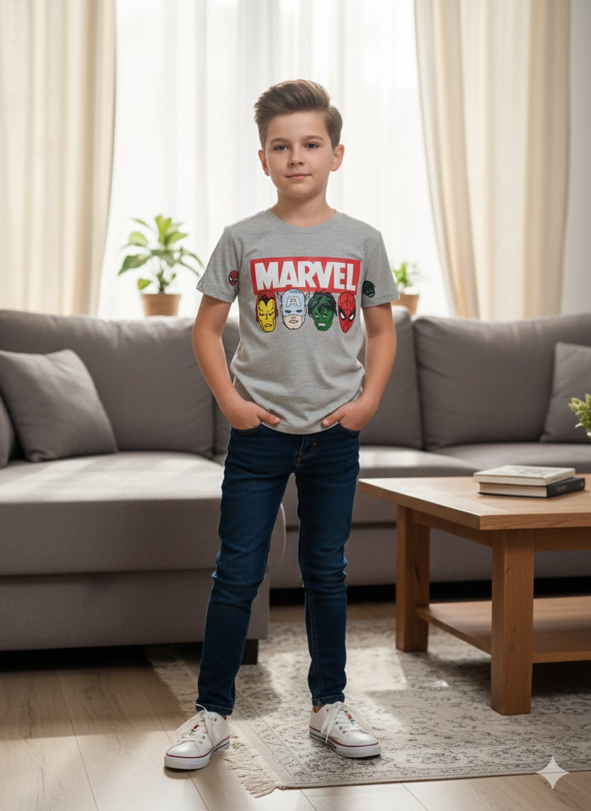 Marvel Oatmeal T-Shirt Boys