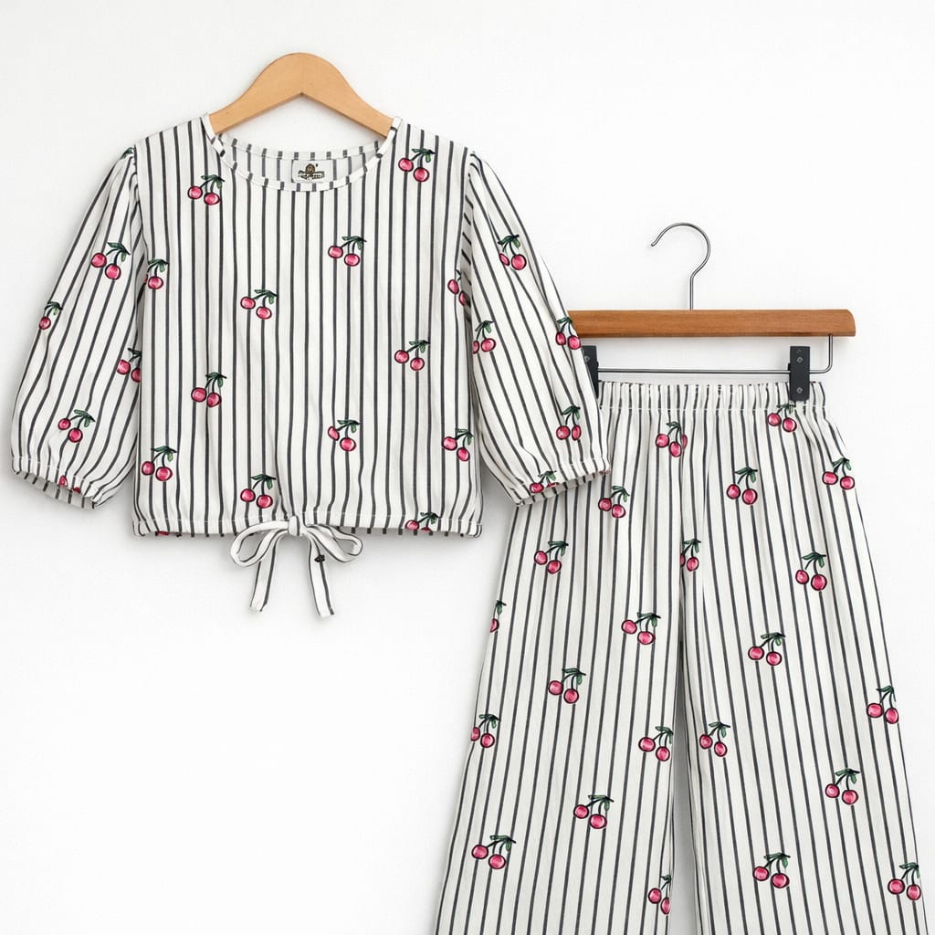 Cherry Print Black Line Full Sleeve Selati Skate Fish Girls ( R-339 )