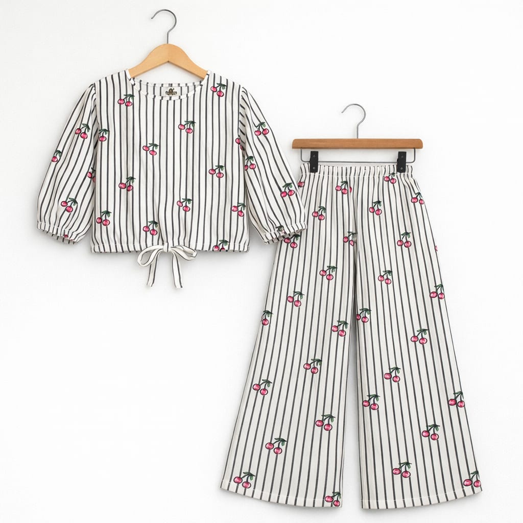 Cherry Print Black Line Full Sleeve Selati Skate Fish Girls ( R-339 )