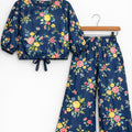 Yellow Peach Flower Full Sleeve Navy Skate Fish Girls ( R-362 )