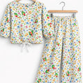 Parrot & Yellow Flower Full Sleeve Cream Skate Fish Girls ( R-338 )