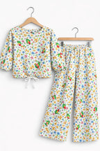 Parrot & Yellow Flower Full Sleeve Cream Skate Fish Girls ( R-338 )