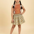 Sun Flower Both Side Brown Skirt Suit Girls ( R-392 )
