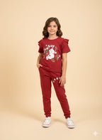 Rabbit With Strawberry Red Trouser Shirt Girls ( R-214-30 )