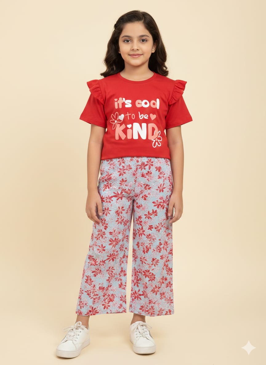 It Cool Kind Red T-Shirt & Flapper Girls ( R-206 )