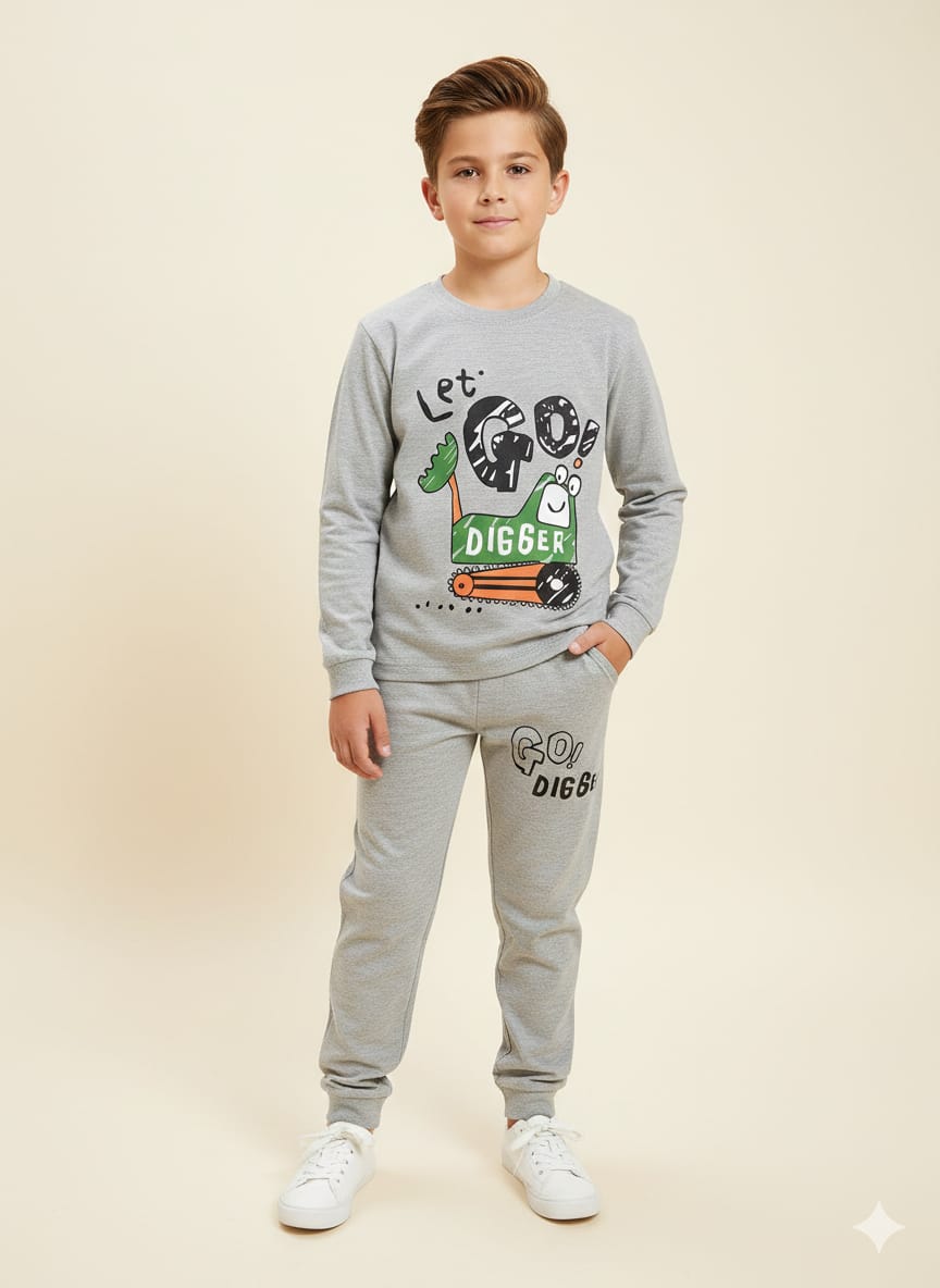 Let Go Oatmeal Trouser Shirt Boys