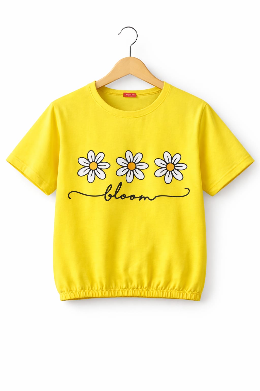 (Short Length)Bloom Flower Yellow  T-Shirt Girls ( R-112,307)