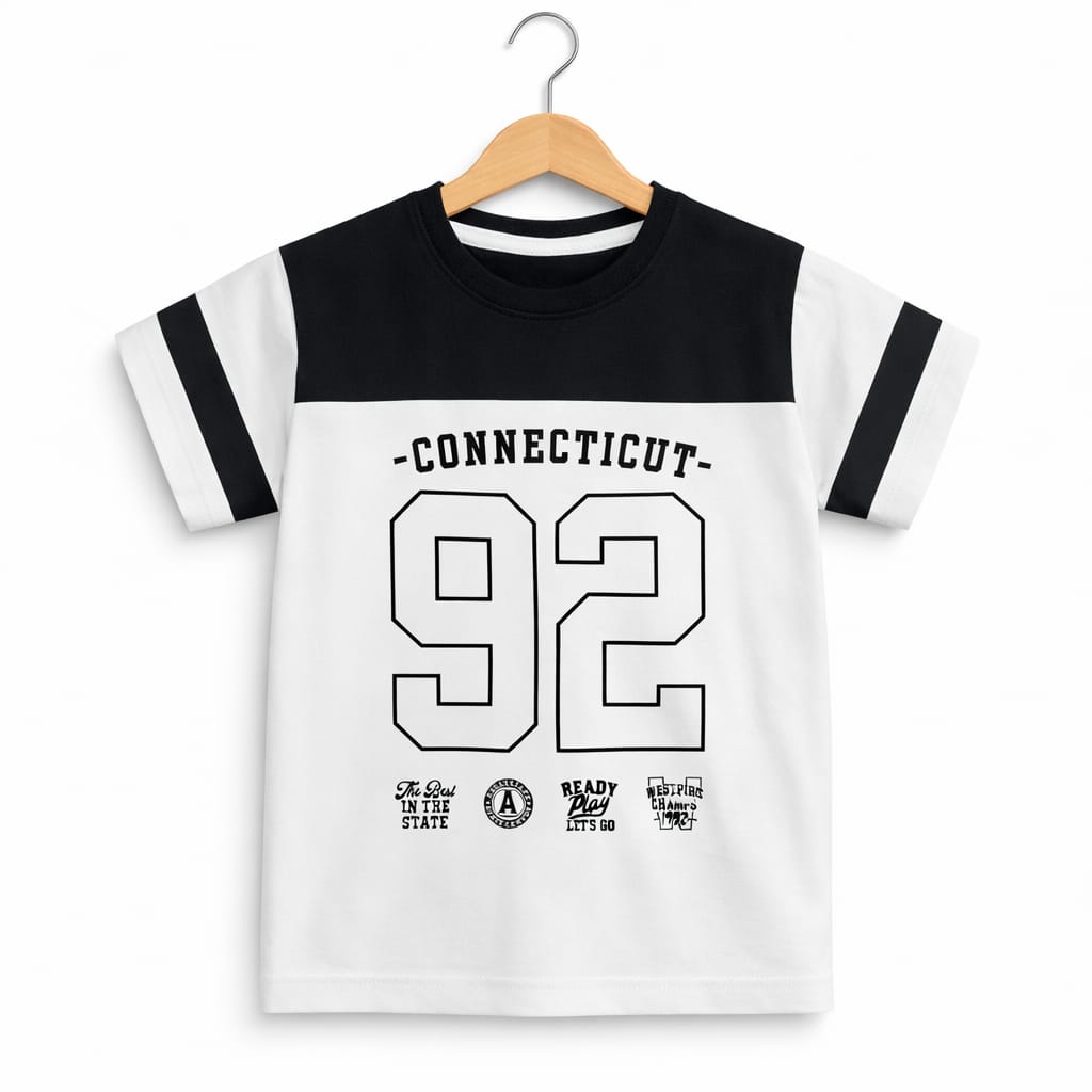 Black Penal 92 Half Sleeve White T-Shirt Boys ( R-424 )