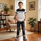 Black Penal 92 Half Sleeve White T-Shirt Boys ( R-424 )