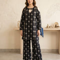 Bow Print All Over Print Black 2Pcs Suit Women ( R-374N )