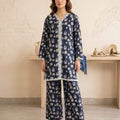 Diamond All Over Print Navy 2Pcs Suit Women(R-374N)