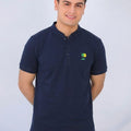 Tree Sun Logo Navy Henley Polo Men's ( R-325 N )