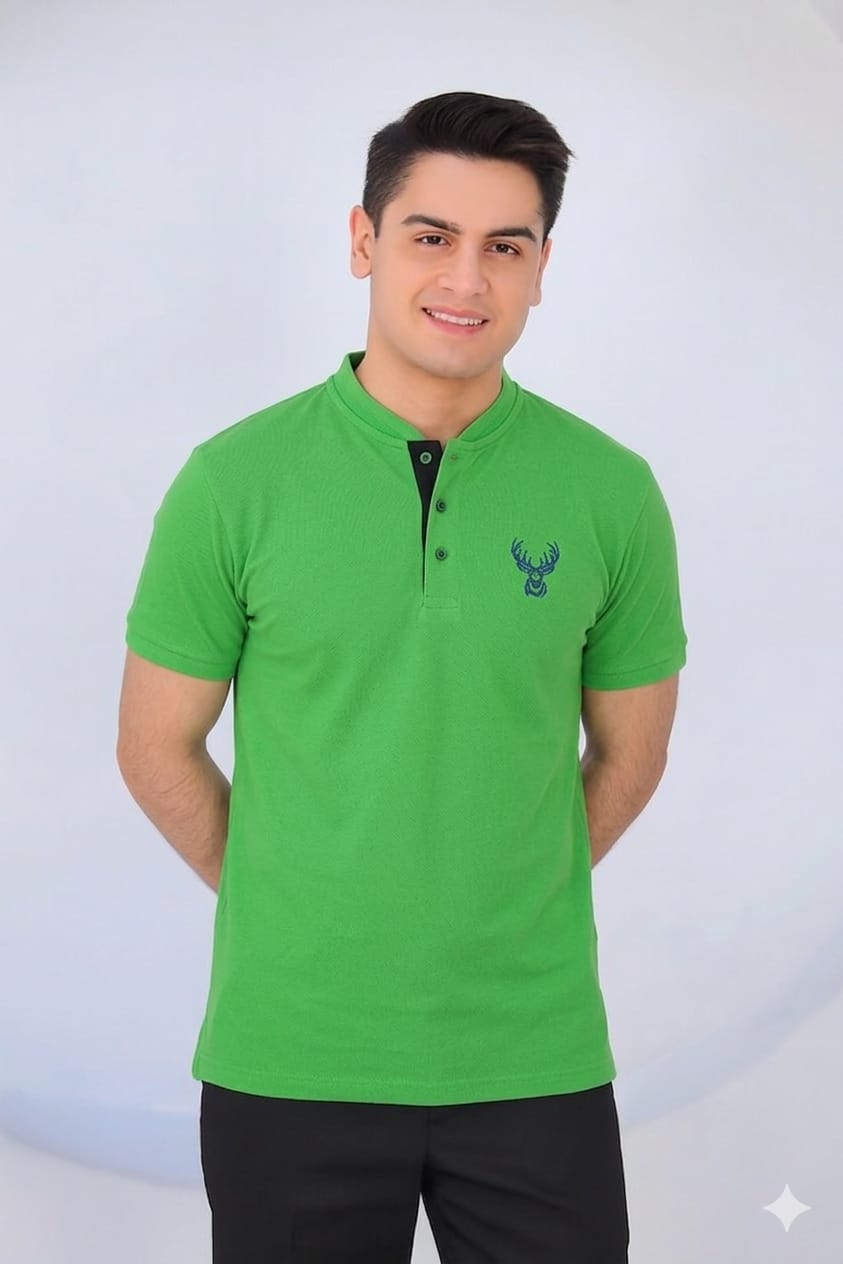 Markhoor Logo Parrot Henley Polo Men's