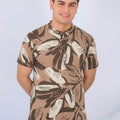 Brown Shade Henley Polo Men's(R-404N)