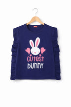 Cutest Bunny Navy T-Shirt Girls ( R-111 )