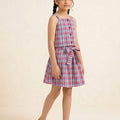C-Green Blue Check Sleeveless Skirt Suit Girls ( R-372 )