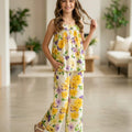 Yellow & Purple Flower Sleeveless White Pairs Girls ( R-83 )