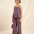 Green & Pink Flower Black Skirt Suit Girls ( R-163,32 )