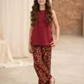 2 Simple Sleeveless Mahroon Suit Girls ( R-430 )