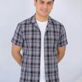 Purple Check Coat Collar Casual Shirt Men's ( R-328,389 N)