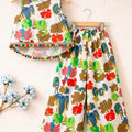Color Pop All Over Print Sleeveless White Pairs Girls ( R-117 )