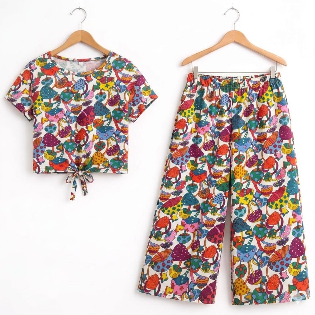 Sea Shall Print Half sleeve White Skate Fish Girls ( R-514 )