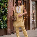 White Flower Sleeveless Lemon Suit Girls