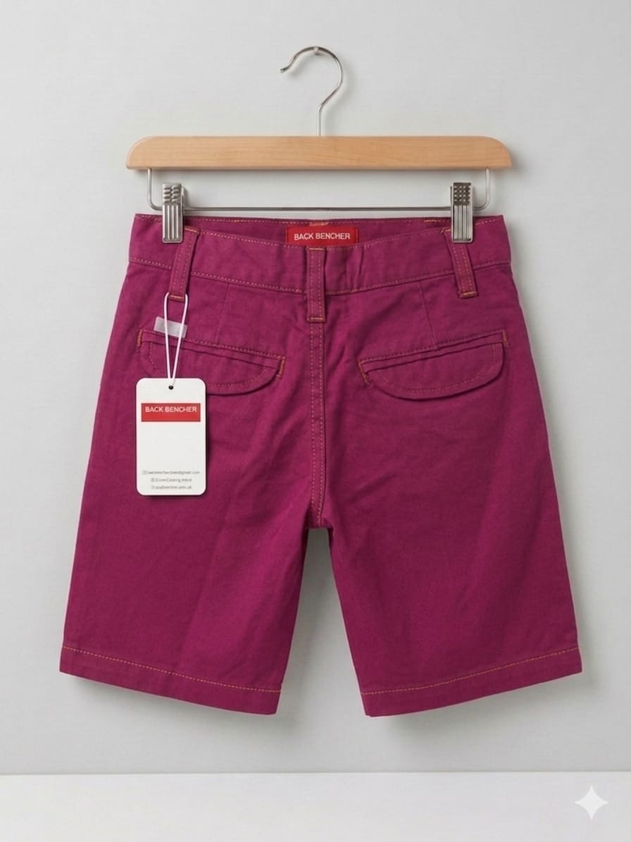 2 Pocket Mahroon Cotton Shorts Boys