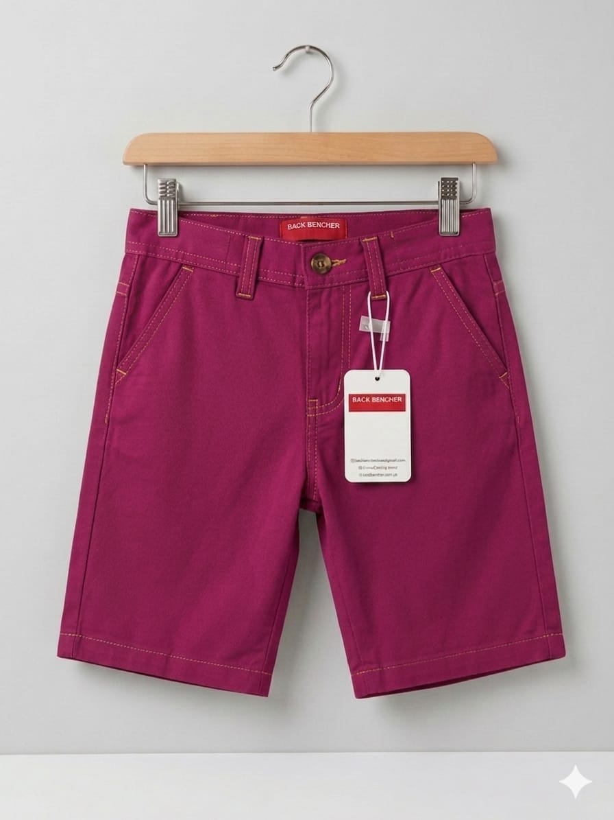 2 Pocket Mahroon Cotton Shorts Boys