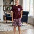 Front Pocket Mahroon Cotton Nicker Suit Boys