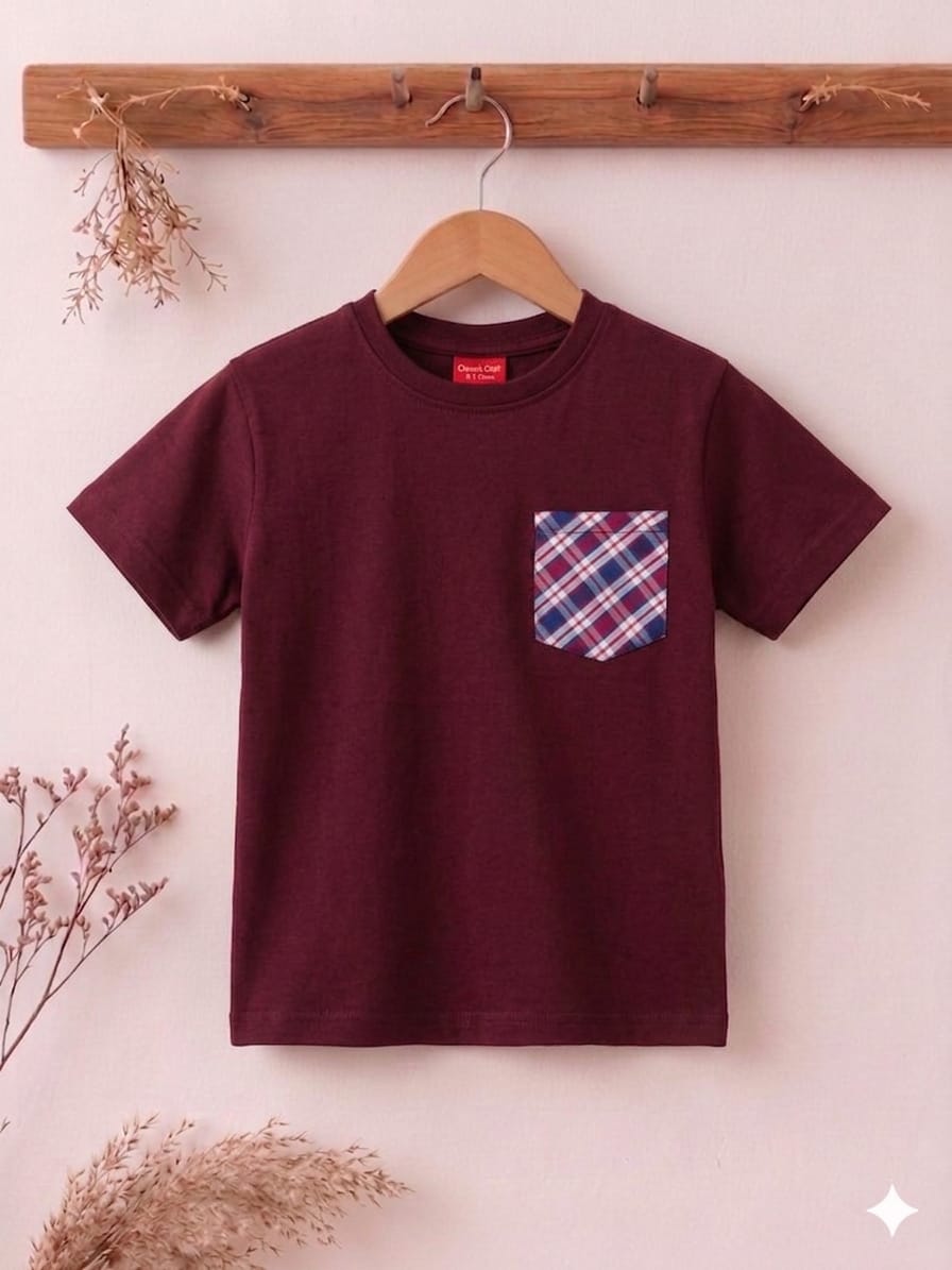 Front Pocket Mahroon Cotton Nicker Suit Boys