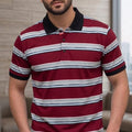 Multi Striper Mahroon Collar T-Shirt For Men's ( R-379N )