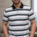 Soft Contrace Striper White Collar T-Shirt For Men's(R-378N)