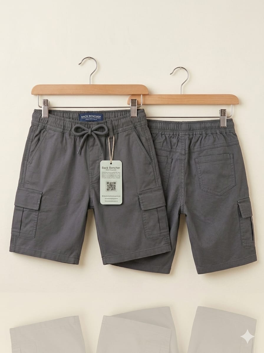 Cargo Dark Gray Cotton Shorts Boys
