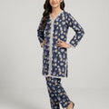 Diamond Print Navy 2Pcs Suit Girls