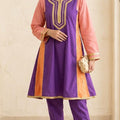 Purple Pink Penal Frock 2 Pcs Suit For Women