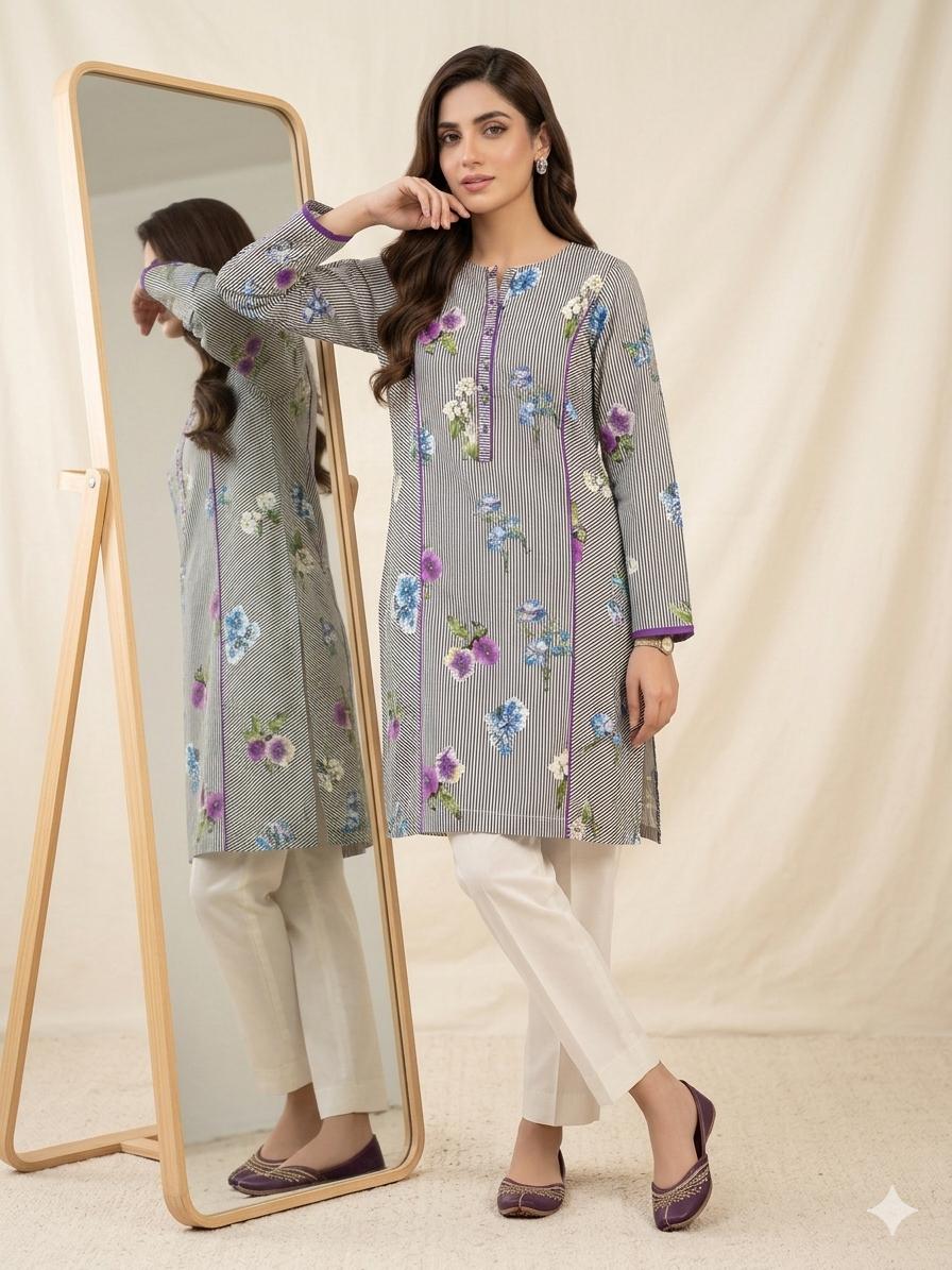 Rose Flower Black White Line Top For Women
