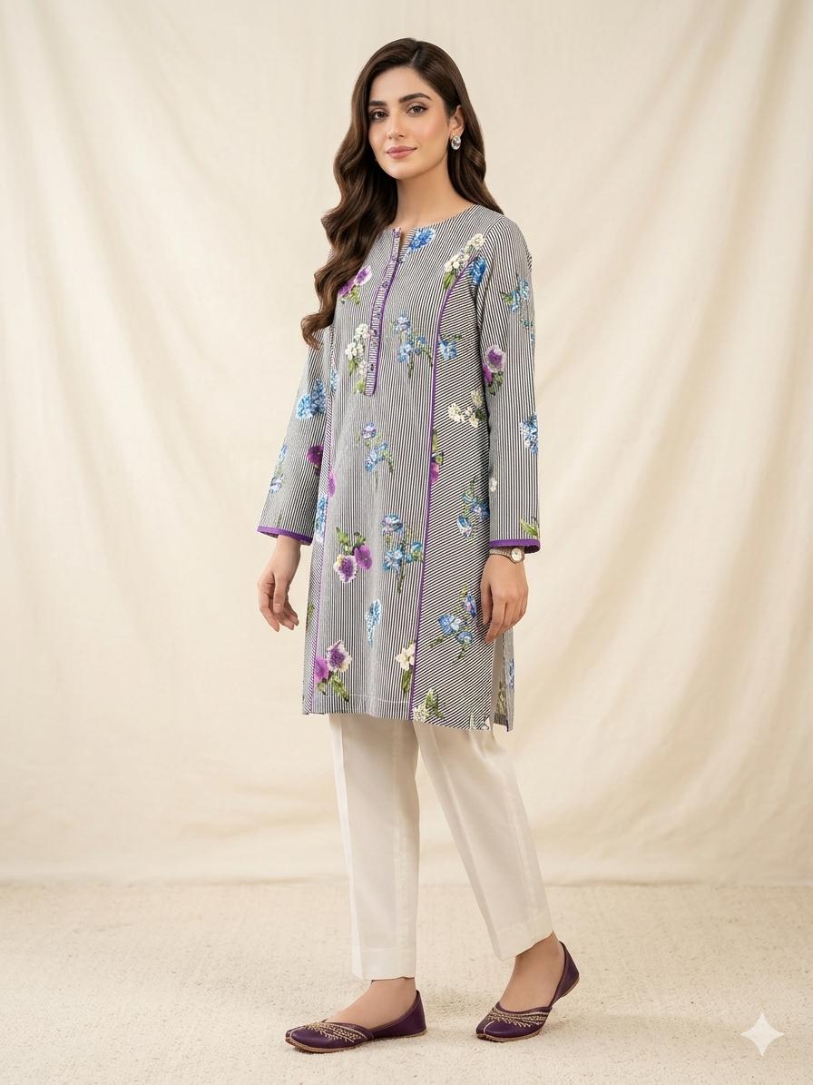 Rose Flower Black White Line Top For Women