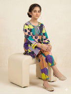 Front Embroidery  Zig Zag 2Pcs Suit Girls
